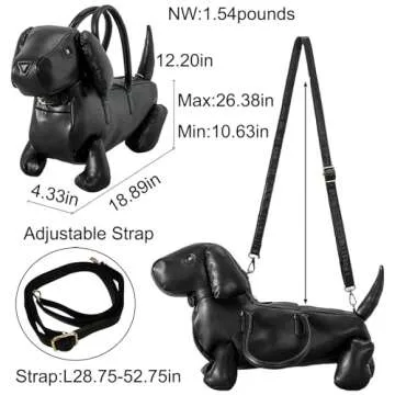 Women Fun Dog Shaped Crossbody Shoulder Bag Handbag PU Leather Unique Novelty Dog Shaped Purse(1 Brown)