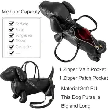 Women Fun Dog Shaped Crossbody Shoulder Bag Handbag PU Leather Unique Novelty Dog Shaped Purse(1 Brown)