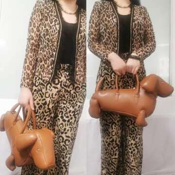 Women Fun Dog Shaped Crossbody Shoulder Bag Handbag PU Leather Unique Novelty Dog Shaped Purse(1 Brown)