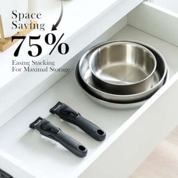 ROYDX 3-Ply Pots and Pans Set,18/10 Stainless Steel Cookware Set with Detachable Handles,PFOA Free, Frying Pan,Saucepans with Lid for All Stoves, Dishwasher and Oven Safe, Camping