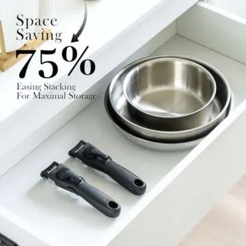 ROYDX 3-Ply Pots and Pans Set,18/10 Stainless Steel Cookware Set with Detachable Handles,PFOA Free, Frying Pan,Saucepans with Lid for All Stoves, Dishwasher and Oven Safe, Camping