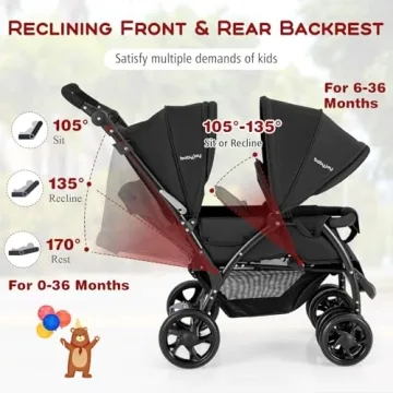 HONEY JOY Double Stroller – Lightweight & Compact for Two