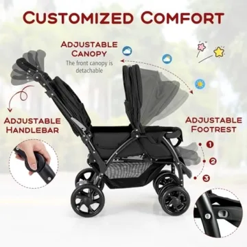 HONEY JOY Double Stroller – Lightweight & Compact for Two