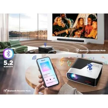[Netflix Officially/Auto Focus] Smart Projector with WiFi 6 and Bluetooth, DBPOWER Native 1080p Projector with Apps Built in Netflix, Hulu, Disney+, Peacock, 600ANSI Movie Projector Dolby
