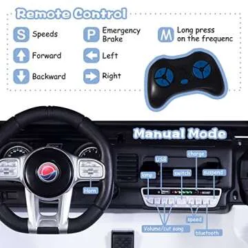 OTTARO 2 Seater Ride on Truck, 12V Large Electric Vehicles Battery Powered Cars for Kids with Remote Control, Spring Suspension, LED Lights, Music (White)