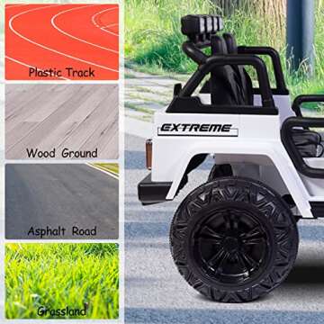 OTTARO 2 Seater Ride on Truck, 12V Large Electric Vehicles Battery Powered Cars for Kids with Remote Control, Spring Suspension, LED Lights, Music (White)