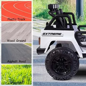 OTTARO 2 Seater Ride on Truck, 12V Large Electric Vehicles Battery Powered Cars for Kids with Remote Control, Spring Suspension, LED Lights, Music (White)