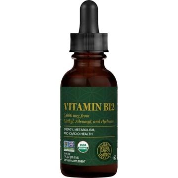 Global Healing Vitamin B12 Sublingual 5000 mcg Organic Liquid Supplement, Methylcobalamin, Adenosylc...