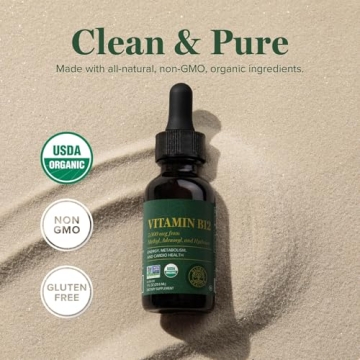 Organic Vitamin B12 Sublingual 5000 mcg Liquid Supplement