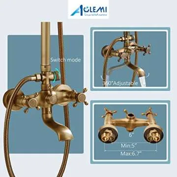 Aolemi Antique Brass Tub Shower Faucet Set - Vintage Elegance