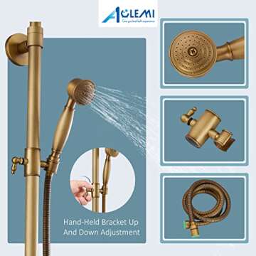 Aolemi Antique Brass Tub Shower Faucet Set - Vintage Elegance
