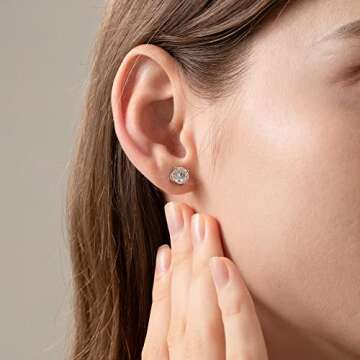 Moissanite Stud Earrings for Women,0.6-4ct 18K White Gold Plated Silver Friction Back and Post for W...