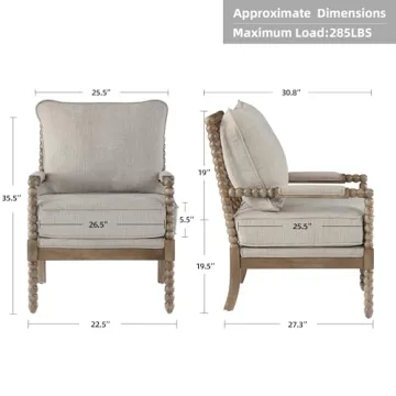 DUHOME Stylish Linen Fabric Spindle Accent Chair for Any Room