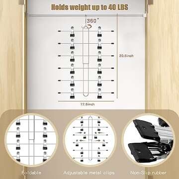 6 Tier Skirt Hangers Space Saving,2 Pack Pants Skirts Hangers with Clips for Women Closet,Non Slip Closet Organizer and Storage Multi Clothes Shorts Hanger Organization Dorm Room Essentials