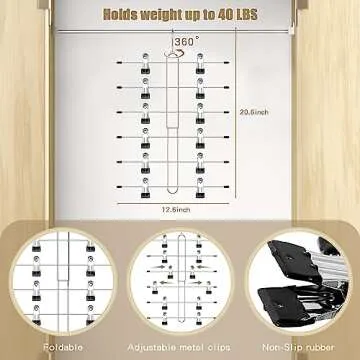 6 Tier Skirt Hangers Space Saving,2 Pack Pants Skirts Hangers with Clips for Women Closet,Non Slip Closet Organizer and Storage Multi Clothes Shorts Hanger Organization Dorm Room Essentials