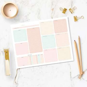Blu Monaco Pastel Weekly Planner Notepad – To-Do List with Habit Tracker and 52 Tear-Off Sheets – Beautiful Pastel Desk Planner for Goals, Priorities, and Self-Care