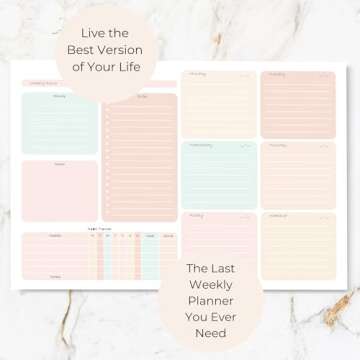 Blu Monaco Pastel Weekly Planner Notepad – To-Do List with Habit Tracker and 52 Tear-Off Sheets – Beautiful Pastel Desk Planner for Goals, Priorities, and Self-Care
