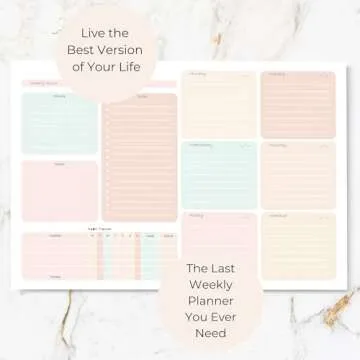 Blu Monaco Pastel Weekly Planner Notepad – To-Do List with Habit Tracker and 52 Tear-Off Sheets – Beautiful Pastel Desk Planner for Goals, Priorities, and Self-Care