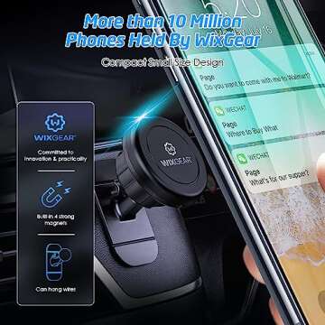 WixGear Magnetic Car Mount, Universal Stick On Mount (2 Pack) Dashboard Magnetic Phone Holder for Car, for Cell Phones and Mini Tablets with Fast Swift-snap Technology, Strong Phone Mount for Car