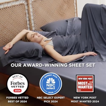 Bedsure Queen Sheet Set - Luxurious Cooling Bamboo Bedding