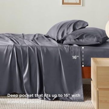 Bedsure Queen Sheet Set - Luxurious Cooling Bamboo Bedding