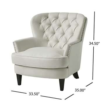 Stylish Ivory Club Chair with Studded Accents