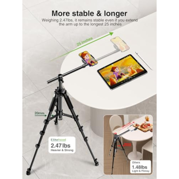 elitehood iPhone Tripod for Overhead Recording – 59-inch Adjustable Stand