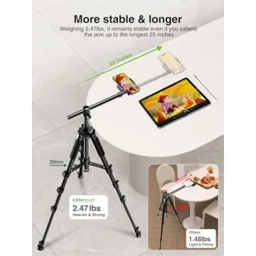 elitehood iPhone Tripod for Overhead Recording – 59-inch Adjustable Stand