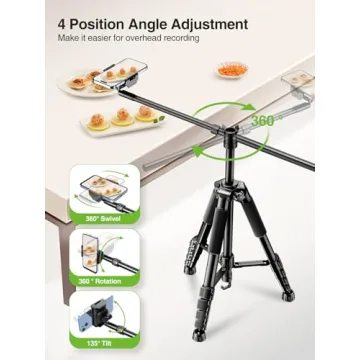 elitehood iPhone Tripod for Overhead Recording – 59-inch Adjustable Stand