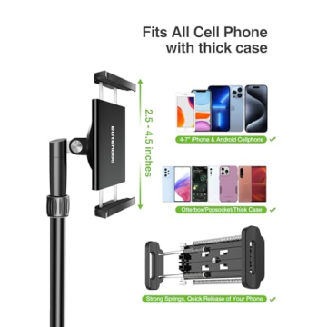 elitehood iPhone Tripod for Overhead Recording – 59-inch Adjustable Stand