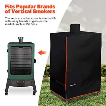 SUNVALUE Heavy Duty Waterproof Vertical Smoker Cover, 600D BBQ Grill Cover, UV/Fade/Wind/Moisture/Tear Resistant, for Pit Boss 4-Series and 5-Series Vertical Wood Pellet Smoker, 002