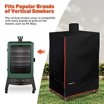 SUNVALUE Heavy Duty Waterproof Vertical Smoker Cover, 600D BBQ Grill Cover, UV/Fade/Wind/Moisture/Tear Resistant, for Pit Boss 4-Series and 5-Series Vertical Wood Pellet Smoker, 002