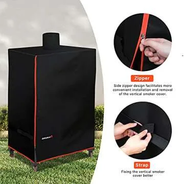 SUNVALUE Heavy Duty Waterproof Vertical Smoker Cover, 600D BBQ Grill Cover, UV/Fade/Wind/Moisture/Tear Resistant, for Pit Boss 4-Series and 5-Series Vertical Wood Pellet Smoker, 002