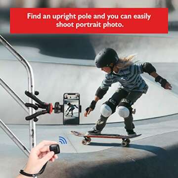 Fotopro Flexible Phone Tripod, Camera Tripod with Dual 1/4" Screw & Bluetooth Remote Control & Smartphone Mount for iPhone, DSLR, Samsung, Huawei UFO Plus