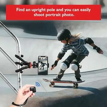 Fotopro Flexible Phone Tripod, Camera Tripod with Dual 1/4" Screw & Bluetooth Remote Control & Smartphone Mount for iPhone, DSLR, Samsung, Huawei UFO Plus