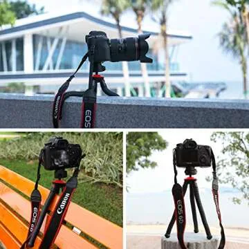 Fotopro Flexible Phone Tripod, Camera Tripod with Dual 1/4" Screw & Bluetooth Remote Control & Smartphone Mount for iPhone, DSLR, Samsung, Huawei UFO Plus