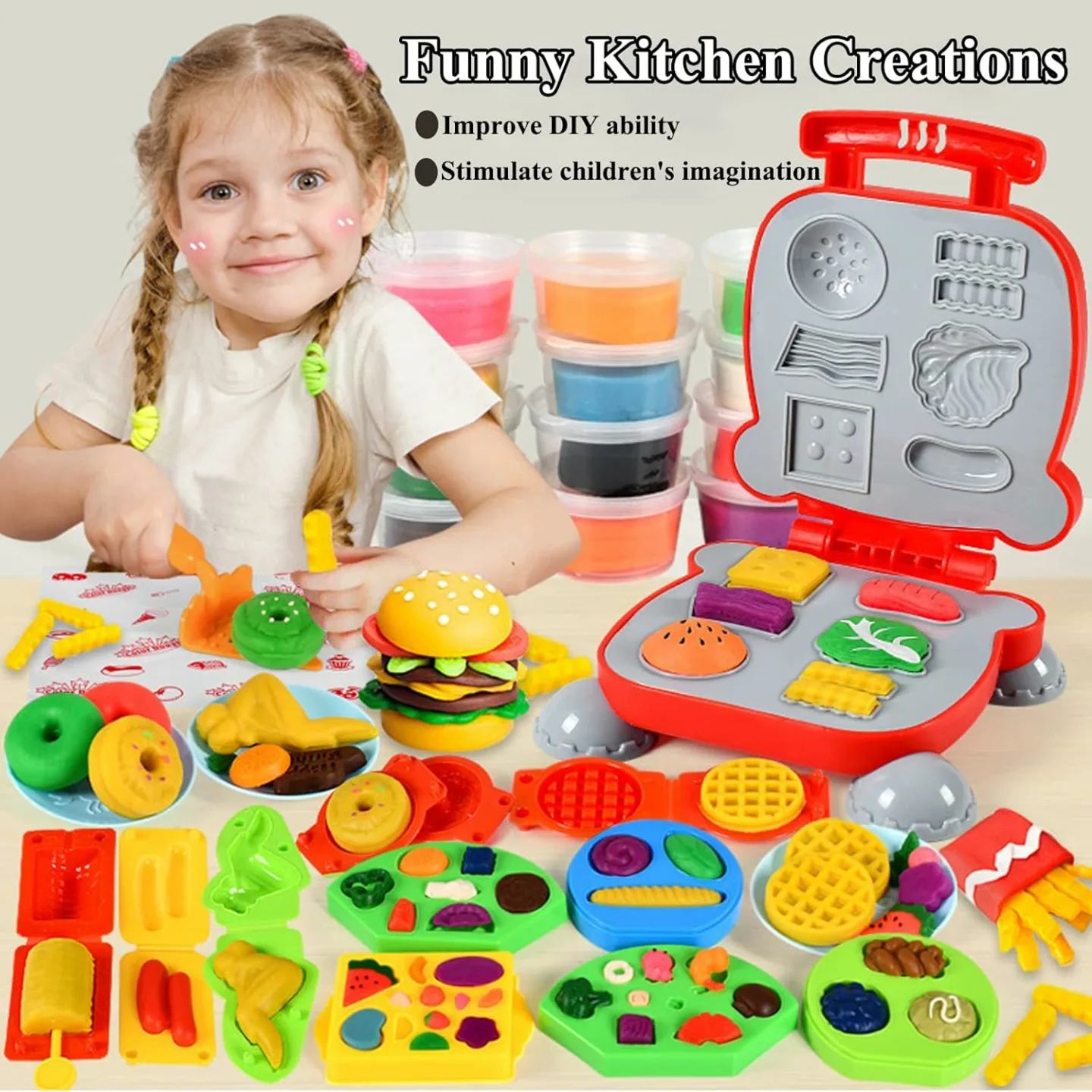 40Pcs Color Dough Set Kitchen Creations for Kids
