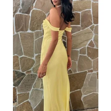 Elegant Satin Off-Shoulder Ruched Backless Maxi Dress