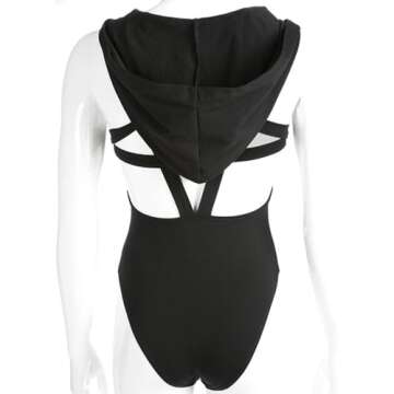 JUMISEE Women Rave Pentagram Bodysuit Jumpsuit Sexy Hoodie Festival Clothing Romper for Dance Party Clubwear