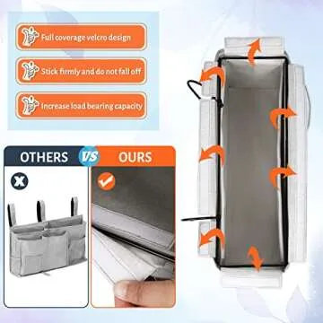Loghot Bedside Caddy/Bedside Storage Bag Hanging Organizer for Bunk and Hospital Beds,Dorm Rooms Bed Rails,Can be Placed Glasses,Books,Mobile Phones,Keys (New Grey-1)