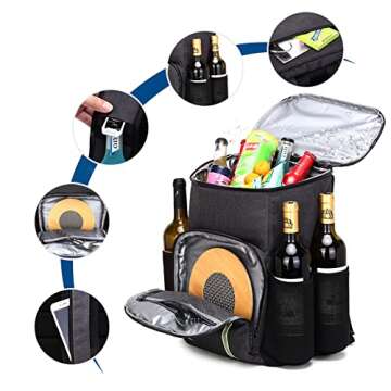 TRYPRY Cooler Backpack Leakproof 30 Cans Lightweight Backpack Insulated Cooler for Lunch Picnic Fishing Hiking Camping Park Beach (Black)