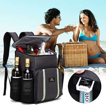 TRYPRY Cooler Backpack Leakproof 30 Cans Lightweight Backpack Insulated Cooler for Lunch Picnic Fishing Hiking Camping Park Beach (Black)