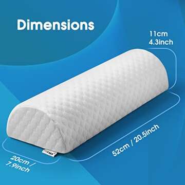 Forias Knee Pillow for Back Sleeping, Memory Foam Leg Pillow for Side Sleeping Bolster Pillow for Legs Elevation Half Moon Leg Elevation Pillow for Knee Lumbar Support, Ankle Rest and Foot Comfort