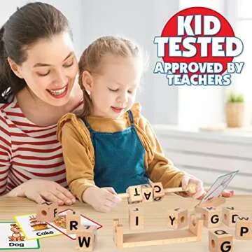 Wooden Reading Blocks for Kids - Spin & Spell Learning Toy