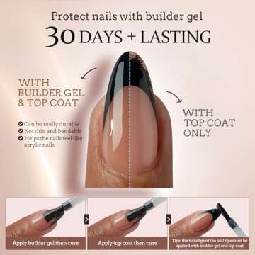 BTArtboxnails XCOATTIPS French Tip Nails - Long Press on Nails, Square Nail Tips Black, French Tip Press on Nails, Soft Gel False Nail Tips, Soak Off Acrylic Fake Nails Valentines Day Gift