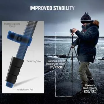 NEEWER LT35 Carbon Fiber Travel Tripod - Lightweight & Versatile
