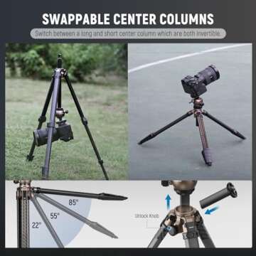 NEEWER LT35 Carbon Fiber Travel Tripod - Lightweight & Versatile