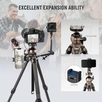 NEEWER LT35 Carbon Fiber Travel Tripod - Lightweight & Versatile