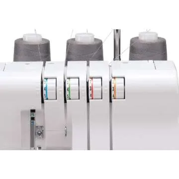 SINGER | Finishing Touch 14SH6540 Differential-Feed Serger Sewing Machine including 4-3 Stitch Configuration, Color-Coded Lay-in Threading System