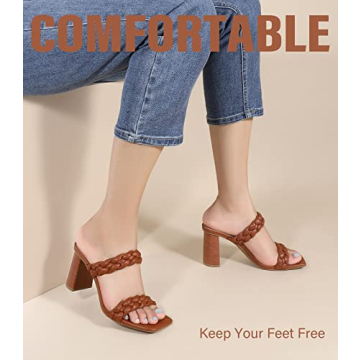 Stylish Leevar Braided Heels for Women - 3 Inch Chunky Sandals